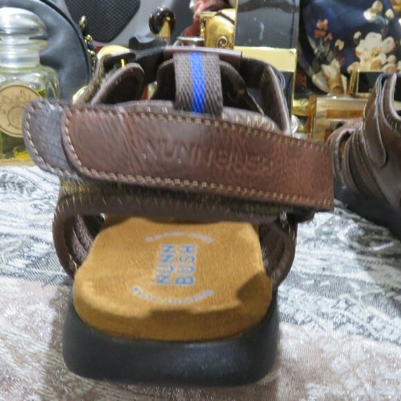 Nunn Bush Brown Leather Rio Grande Fisherman Toe Velcro closure Sandals Sz 13 M - Picture 7 of 15